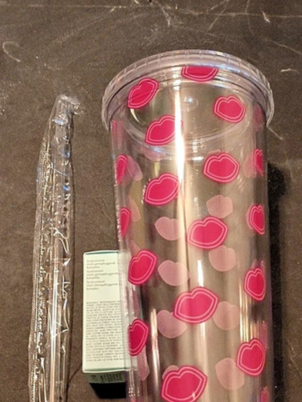 Macy's 24oz Double Wall Tumbler Pink & Clear